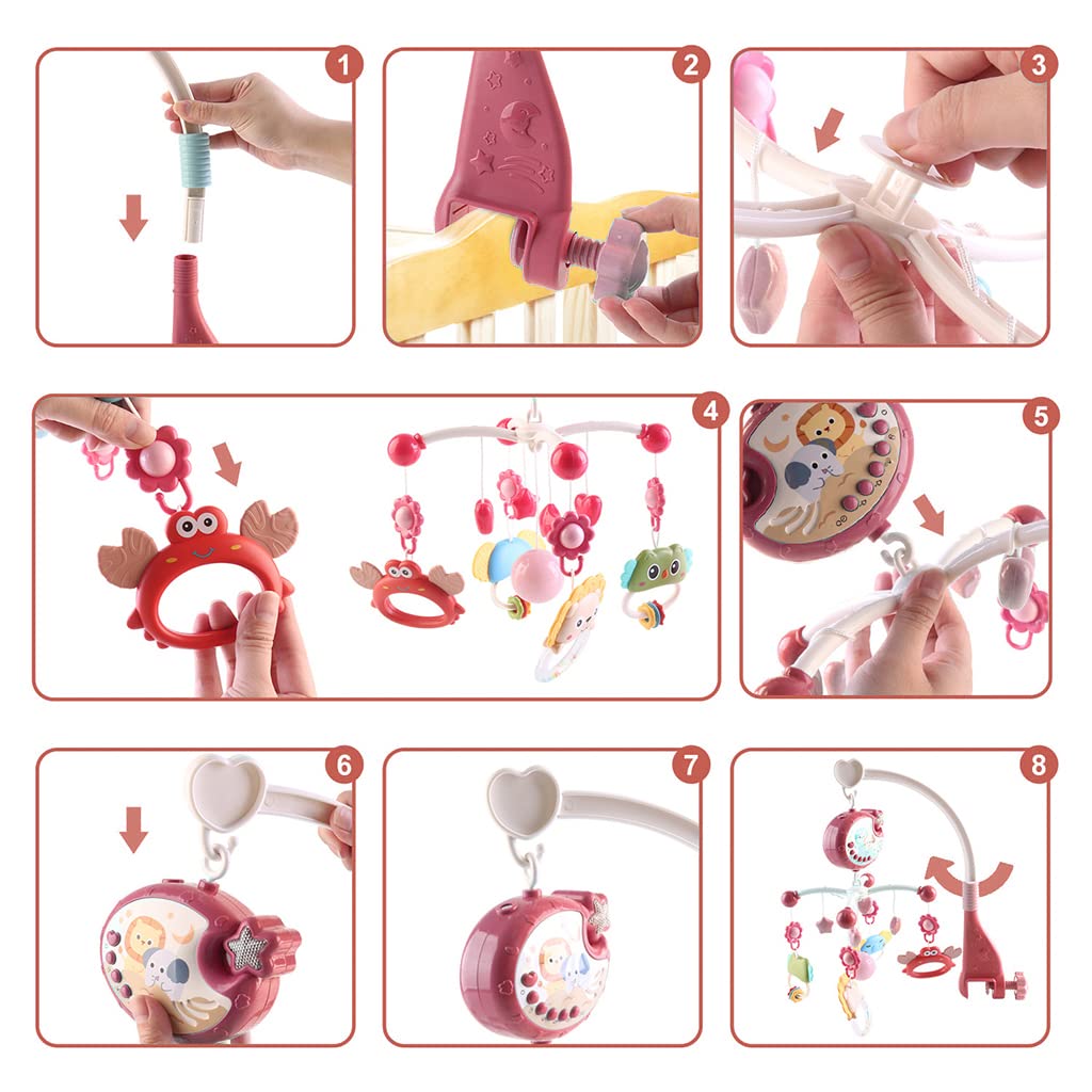 PATPAT Crib Hanging Toy for Babies, Electric Rotation Crib Soothe Toy Multifunctional Crib Hanging Toy with Lullabies, Timing, Projection, Night Light, Crib Hanging Toy for Baby 3-6 Month (Red) PATPAT Crib Hanging Toy for Babies, Electric Rotation Crib Soothe Toy Multifunctional Crib Hanging Toy with Lullabies, Timing, Projection, Night Light, Crib Hanging Toy for Baby 3-6 Month (Red)